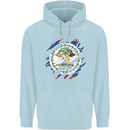 Torn Belize Flag Belizean Day Football Mens 80% Cotton Hoodie Light Blue
