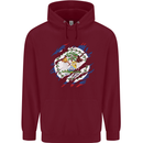 Torn Belize Flag Belizean Day Football Mens 80% Cotton Hoodie Maroon