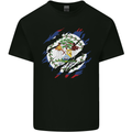 Torn Belize Flag Belizean Day Football Mens Cotton T-Shirt Tee Top Black