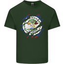 Torn Belize Flag Belizean Day Football Mens Cotton T-Shirt Tee Top Forest Green