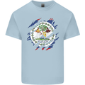 Torn Belize Flag Belizean Day Football Mens Cotton T-Shirt Tee Top Light Blue