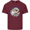 Torn Belize Flag Belizean Day Football Mens Cotton T-Shirt Tee Top Maroon