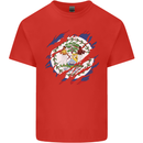 Torn Belize Flag Belizean Day Football Mens Cotton T-Shirt Tee Top Red