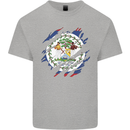 Torn Belize Flag Belizean Day Football Mens Cotton T-Shirt Tee Top Sports Grey