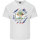 Torn Belize Flag Belizean Day Football Mens Cotton T-Shirt Tee Top White