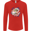 Torn Belize Flag Belizean Day Football Mens Long Sleeve T-Shirt Red