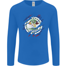 Torn Belize Flag Belizean Day Football Mens Long Sleeve T-Shirt Royal Blue