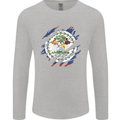 Torn Belize Flag Belizean Day Football Mens Long Sleeve T-Shirt Sports Grey