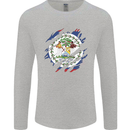 Torn Belize Flag Belizean Day Football Mens Long Sleeve T-Shirt Sports Grey