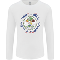 Torn Belize Flag Belizean Day Football Mens Long Sleeve T-Shirt White