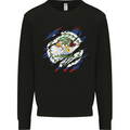 Torn Belize Flag Belizean Day Football Mens Sweatshirt Jumper Black
