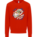Torn Belize Flag Belizean Day Football Mens Sweatshirt Jumper Bright Red