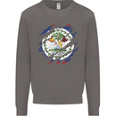 Torn Belize Flag Belizean Day Football Mens Sweatshirt Jumper Charcoal