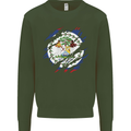 Torn Belize Flag Belizean Day Football Mens Sweatshirt Jumper Forest Green
