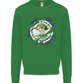 Torn Belize Flag Belizean Day Football Mens Sweatshirt Jumper Irish Green
