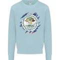 Torn Belize Flag Belizean Day Football Mens Sweatshirt Jumper Light Blue