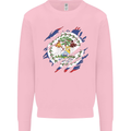 Torn Belize Flag Belizean Day Football Mens Sweatshirt Jumper Light Pink