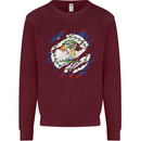 Torn Belize Flag Belizean Day Football Mens Sweatshirt Jumper Maroon
