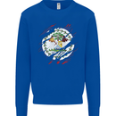 Torn Belize Flag Belizean Day Football Mens Sweatshirt Jumper Royal Blue