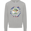 Torn Belize Flag Belizean Day Football Mens Sweatshirt Jumper Sports Grey
