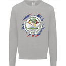 Torn Belize Flag Belizean Day Football Mens Sweatshirt Jumper Sports Grey