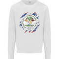 Torn Belize Flag Belizean Day Football Mens Sweatshirt Jumper White