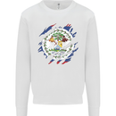 Torn Belize Flag Belizean Day Football Mens Sweatshirt Jumper White