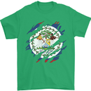Torn Belize Flag Belizean Day Football Mens T-Shirt 100% Cotton Irish Green