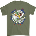 Torn Belize Flag Belizean Day Football Mens T-Shirt 100% Cotton Military Green