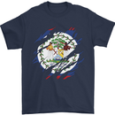 Torn Belize Flag Belizean Day Football Mens T-Shirt 100% Cotton Navy Blue