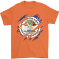 Torn Belize Flag Belizean Day Football Mens T-Shirt 100% Cotton Orange