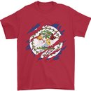 Torn Belize Flag Belizean Day Football Mens T-Shirt 100% Cotton Red