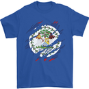 Torn Belize Flag Belizean Day Football Mens T-Shirt 100% Cotton Royal Blue