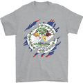 Torn Belize Flag Belizean Day Football Mens T-Shirt 100% Cotton Sports Grey