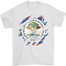 Torn Belize Flag Belizean Day Football Mens T-Shirt 100% Cotton White