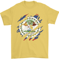 Torn Belize Flag Belizean Day Football Mens T-Shirt 100% Cotton Yellow