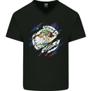 Torn Belize Flag Belizean Day Football Mens V-Neck Cotton T-Shirt Black