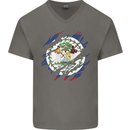 Torn Belize Flag Belizean Day Football Mens V-Neck Cotton T-Shirt Charcoal