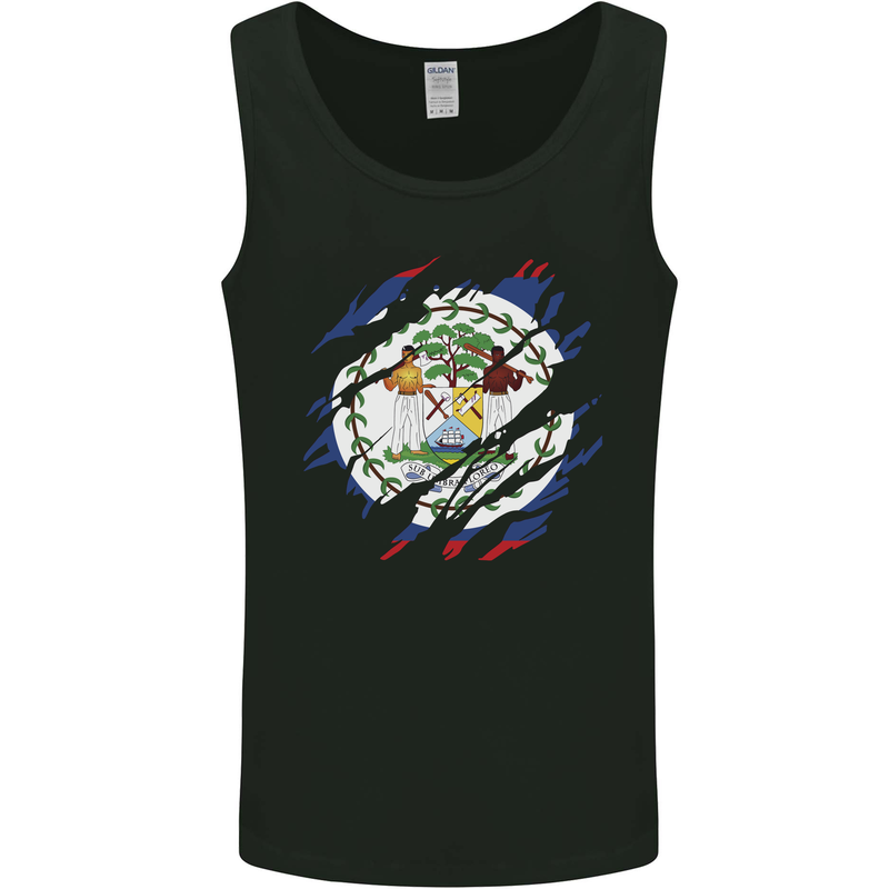 Torn Belize Flag Belizean Day Football Mens Vest Tank Top Black