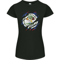 Torn Belize Flag Belizean Day Football Womens Petite Cut T-Shirt Black