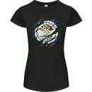 Torn Belize Flag Belizean Day Football Womens Petite Cut T-Shirt Black