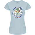 Torn Belize Flag Belizean Day Football Womens Petite Cut T-Shirt Light Blue