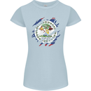 Torn Belize Flag Belizean Day Football Womens Petite Cut T-Shirt Light Blue