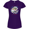 Torn Belize Flag Belizean Day Football Womens Petite Cut T-Shirt Purple