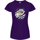 Torn Belize Flag Belizean Day Football Womens Petite Cut T-Shirt Purple