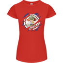 Torn Belize Flag Belizean Day Football Womens Petite Cut T-Shirt Red