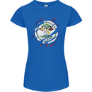 Torn Belize Flag Belizean Day Football Womens Petite Cut T-Shirt Royal Blue
