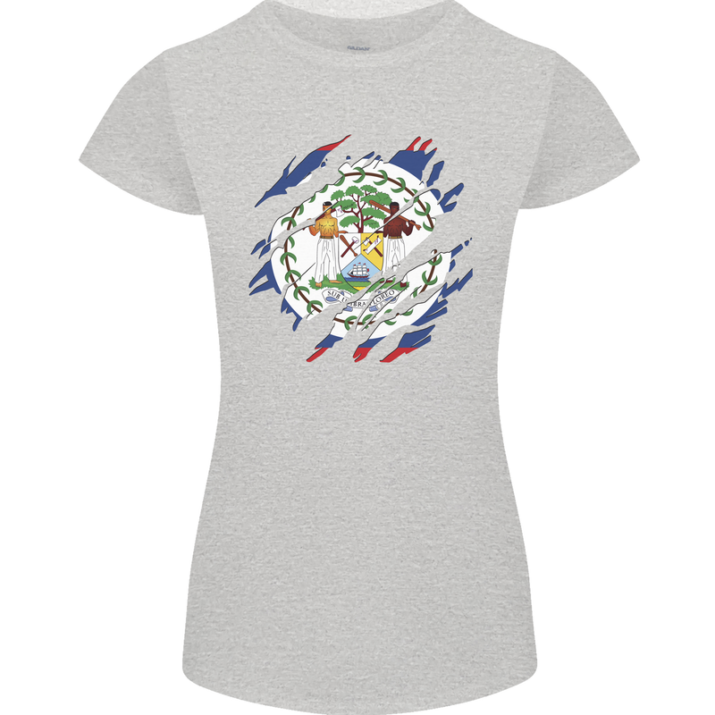 Torn Belize Flag Belizean Day Football Womens Petite Cut T-Shirt Sports Grey