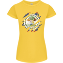 Torn Belize Flag Belizean Day Football Womens Petite Cut T-Shirt Yellow