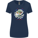 Torn Belize Flag Belizean Day Football Womens Wider Cut T-Shirt Navy Blue
